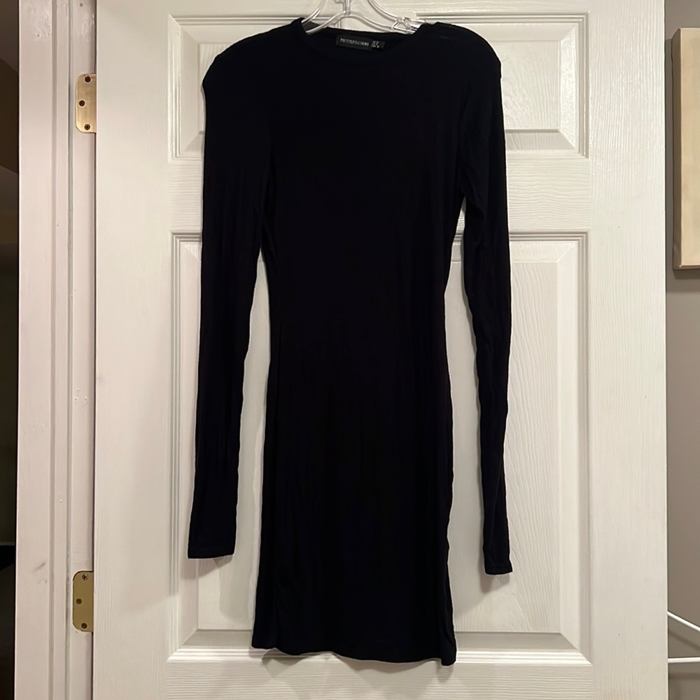 Pretty little thing long sleeve black dress size four